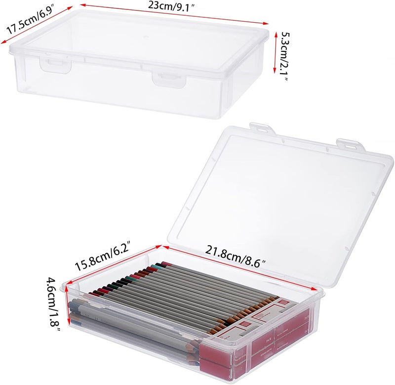 BTSKY Clear Plastic Storage Box with Flap Lid, Multipurpose Craft Organizers and Storage Box Art Supply Storage Organizer Plastic Sewing Box for Beads Pencils Notebooks, 2 Pack Small - Image 4